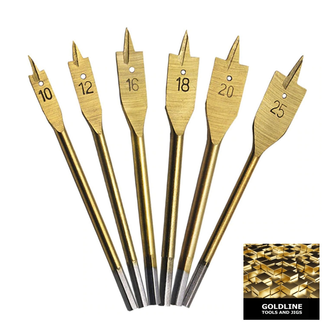 GOLDLINE –  CONJUNTO COM BROCAS CHATAS EM TITÂNIO PARA MADEIRA