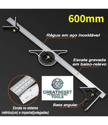 GRT - ESQUADRO COMBINADO MULTIFUNCIONAL - 60 CM