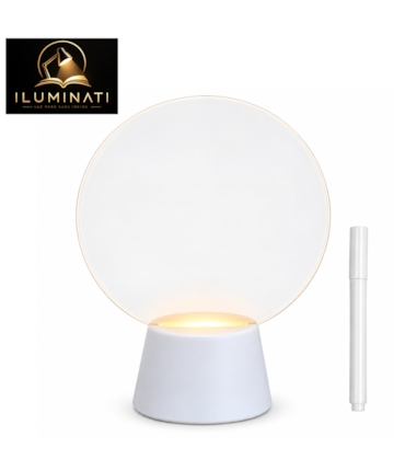 ILUMINATI - LUMINÁRIA DE MESA COM LED DE MENSAGENS - TELA REDONDA