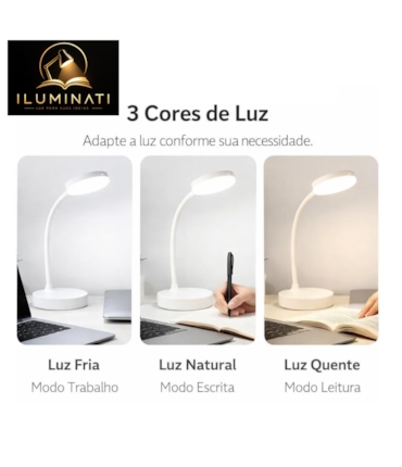 ILUMINATI - LUMINÁRIA DE MESA COM LED RECARREGÁVEL
