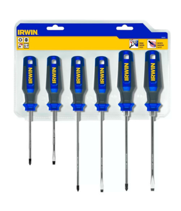IRWIN - JOGO DE CHAVES DE FENDA E PHILIPS - 6 PEÇAS