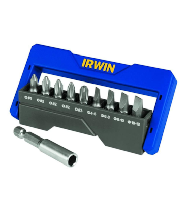 IRWIN - JOGO DE PONTAS FENDA E PHILLIPS PARA PARAFUSADEIRA - 10 PEÇAS IRWIN - JOGO DE PONTAS FENDA E PHILLIPS PARA PARAFUSADEIRA - 10 PEÇAS