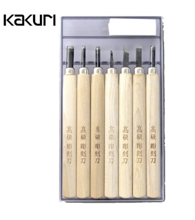 KAKURI - CONJUNTO DE FACAS JAPONESAS PARA ENTALHE - 7 PCS