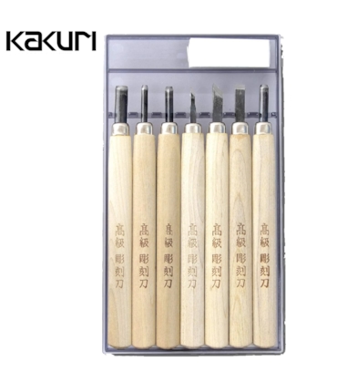 KAKURI - CONJUNTO DE FACAS JAPONESAS PARA ENTALHE - 7 PCS KAKURI - CONJUNTO DE FACAS JAPONESAS PARA ENTALHE - 7 PCS