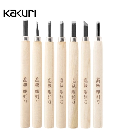 KAKURI - CONJUNTO DE FACAS JAPONESAS PARA ENTALHE - 7 PCS