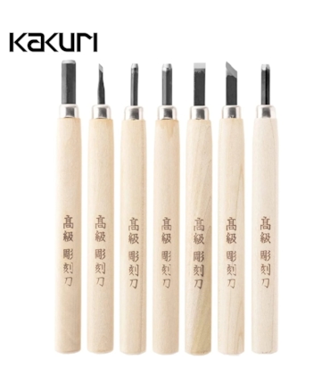 KAKURI - CONJUNTO DE FACAS JAPONESAS PARA ENTALHE - 7 PCS KAKURI - CONJUNTO DE FACAS JAPONESAS PARA ENTALHE - 7 PCS
