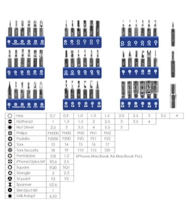 KIT COM FERRAMENTAS PARA MICRO-REPAROS COM 63 PEÇAS - CR-V