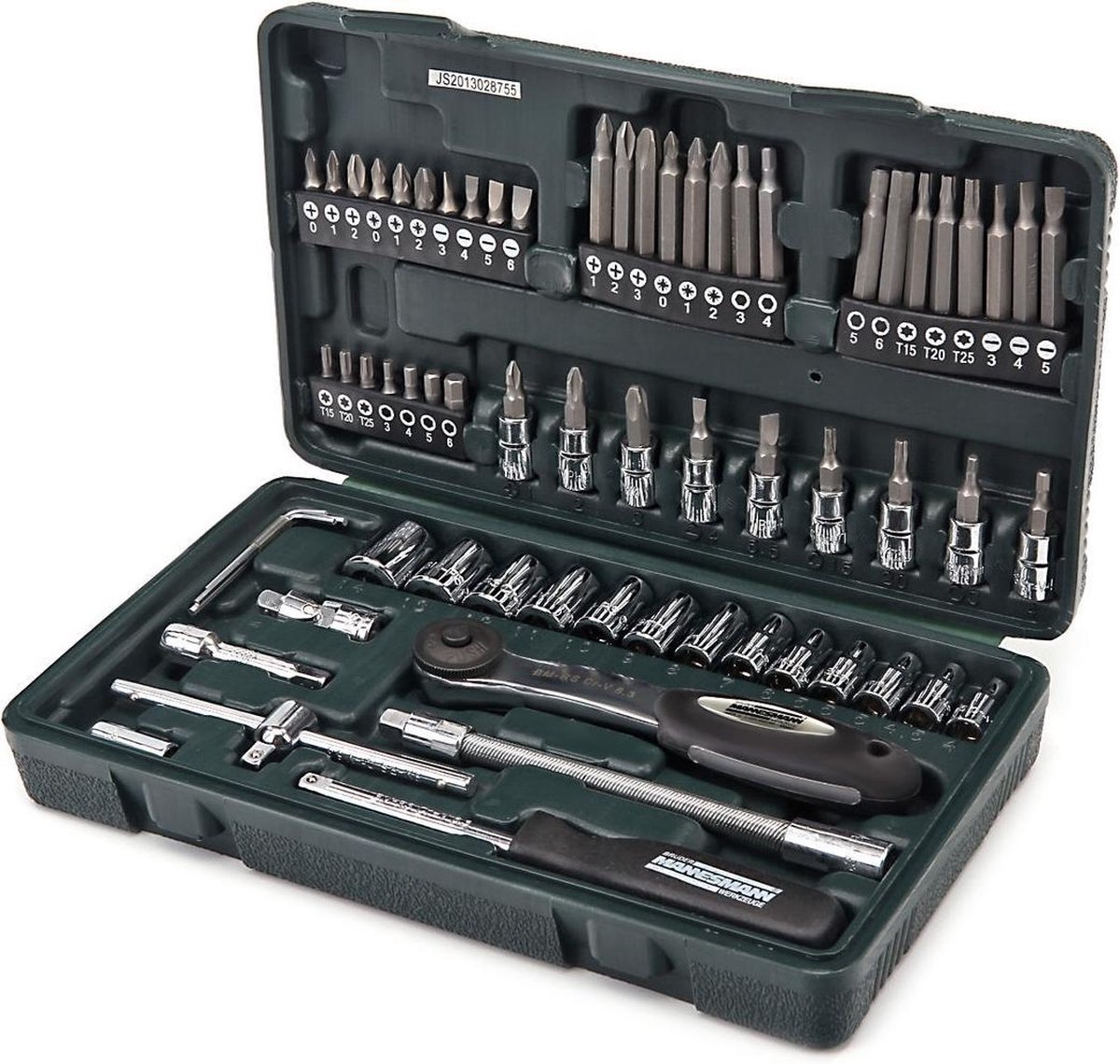 MANNESMANN - CONJUNTO DE CHAVE CATRACA, SOCKETS E BITS - 65 PEÇAS
