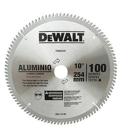 SERRA DE VÍDEA DEWALT PARA ALUMINIO 10 COM 100 DENTES - DW03220