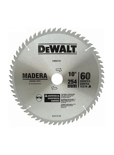 SERRA DE VÍDEA DEWALT PARA MADEIRA 10 COM 60 DENTES - DW03120