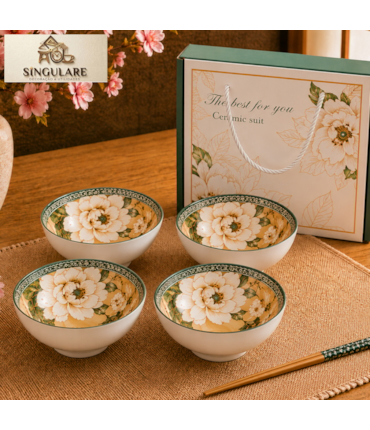 SINGULARE - CONJUNTO DE 4 TIGELAS ESTILO ORIENTAL BOÊMIO - BEST CERAMIC