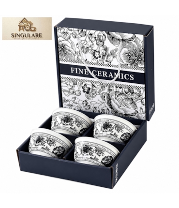 SINGULARE - CONJUNTO DE TIGELAS ESTILO ORIENTAL BOÊMIO - FINE CERAMICS BLACK