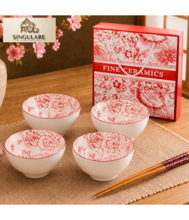 SINGULARE - CONJUNTO DE TIGELAS ESTILO ORIENTAL BOÊMIO - FINE CERAMICS RED