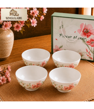 SINGULARE - CONJUNTO DE TIGELAS ESTILO ORIENTAL BOÊMIO - FLOWER MANOR