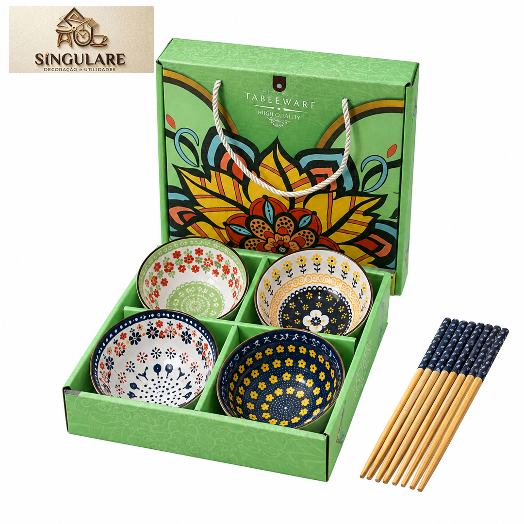 SINGULARE - CONJUNTO DE TIGELAS ESTILO ORIENTAL BOÊMIO - TABLE WARE V2