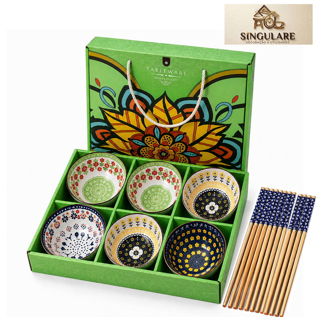 SINGULARE - CONJUNTO DE TIGELAS ESTILO ORIENTAL BOÊMIO - TABLE WARE V2