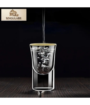 SINGULARE - COPO DE CRISTAL PARA LICOR 15 ML COM BORDA DOURADA