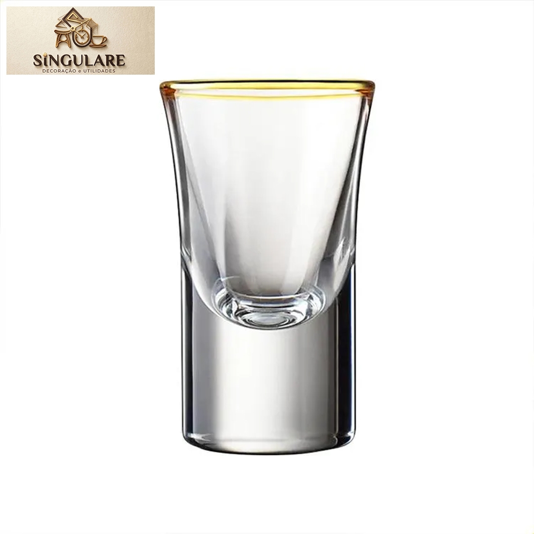 SINGULARE - COPO DE CRISTAL PARA LICOR 15 ML COM BORDA DOURADA