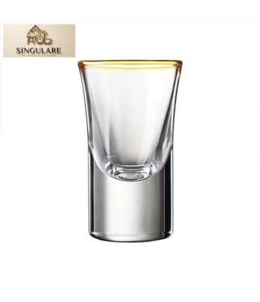 SINGULARE - COPO DE CRISTAL PARA LICOR 15 ML COM BORDA DOURADA