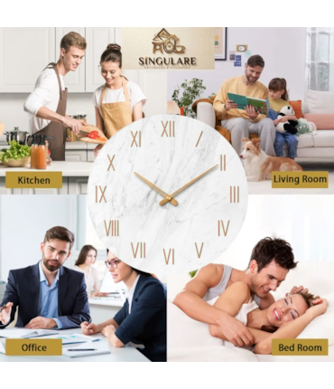 SINGULARE - RELÓGIO MODERNO DE PAREDE - MARBLE GOLD - BL085