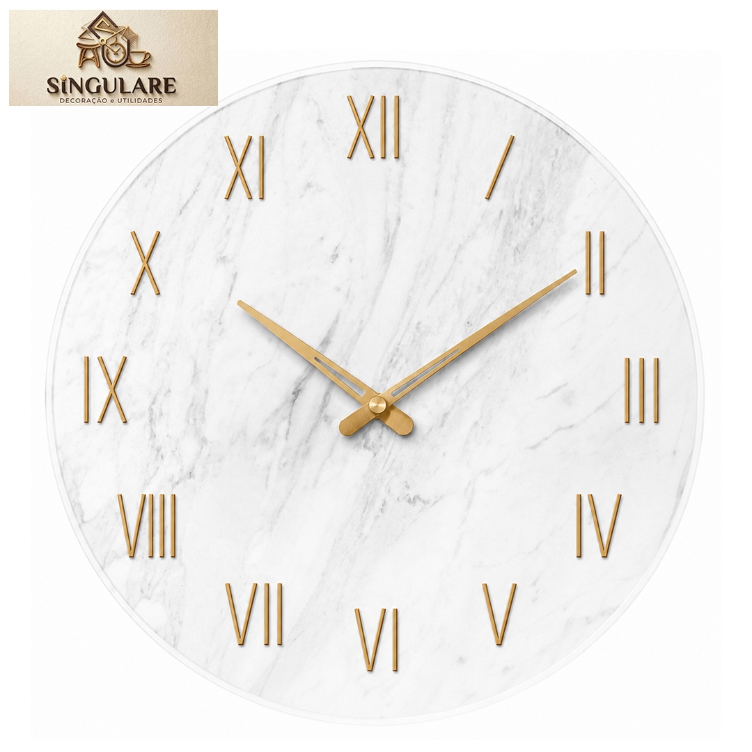 SINGULARE - RELÓGIO MODERNO DE PAREDE - MARBLE GOLD - BL085