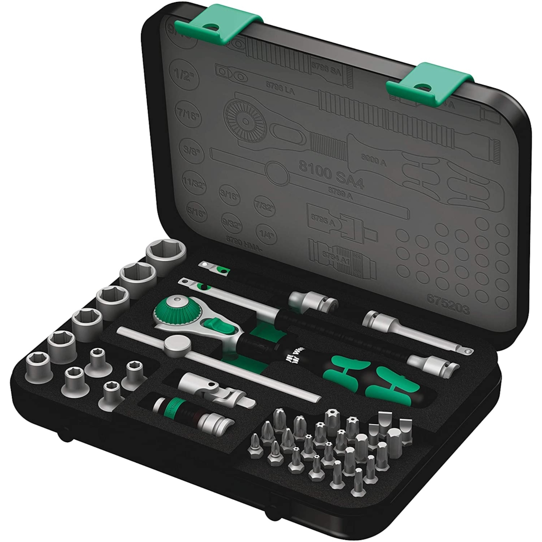 Wera 8100 SA 4 Zyklop Ratchet Set with 1/4" Drive, 41-Piece Set