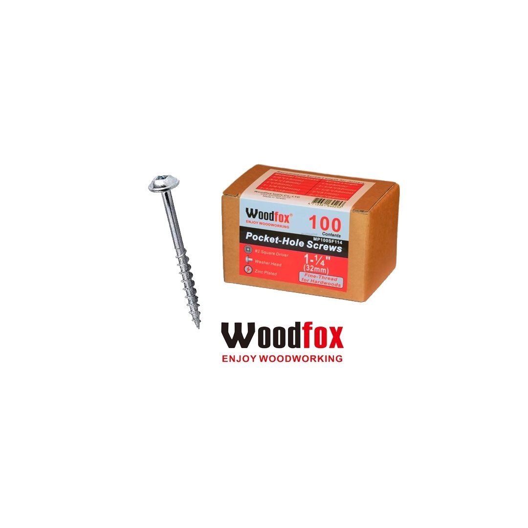 WOODFOX - PARAFUSOS PARA POCKET - 100 UNIDADES - ROSCA FINA - 1,25 POLEG.