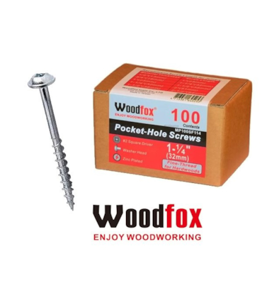 WOODFOX - PARAFUSOS PARA POCKET - 100 UNIDADES - ROSCA FINA - 1,25 POLEG.