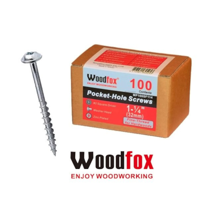 WOODFOX - PARAFUSOS PARA POCKET - 100 UNIDADES - ROSCA FINA - 1,25 POLEG.