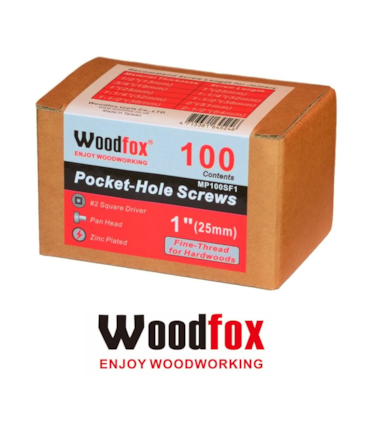 WOODFOX - PARAFUSOS PARA POCKET - 100 UNIDADES - ROSCA FINA - 1 POLEG.