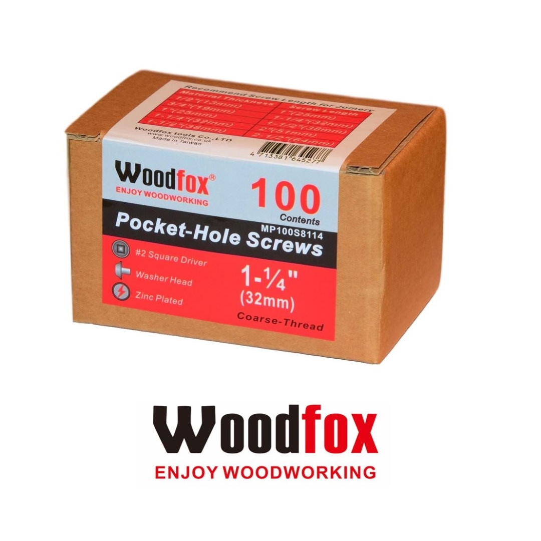 WOODFOX - PARAFUSOS PARA POCKET - 100 UNIDADES - ROSCA GROSSA - 1.25 POLEG.