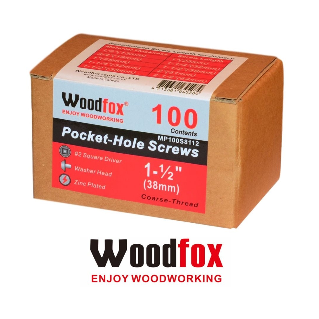 WOODFOX - PARAFUSOS PARA POCKET - 100 UNIDADES - ROSCA GROSSA - 1.5 POLEG.