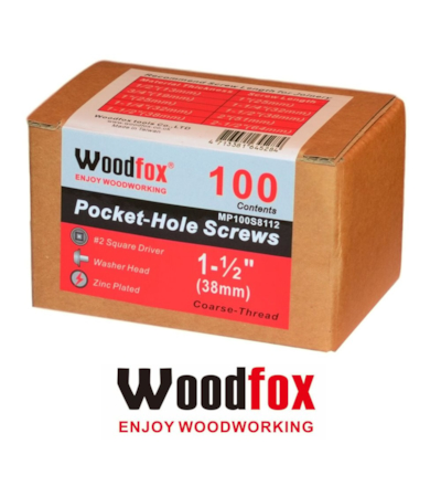 WOODFOX - PARAFUSOS PARA POCKET - 100 UNIDADES - ROSCA GROSSA - 1.5 POLEG.