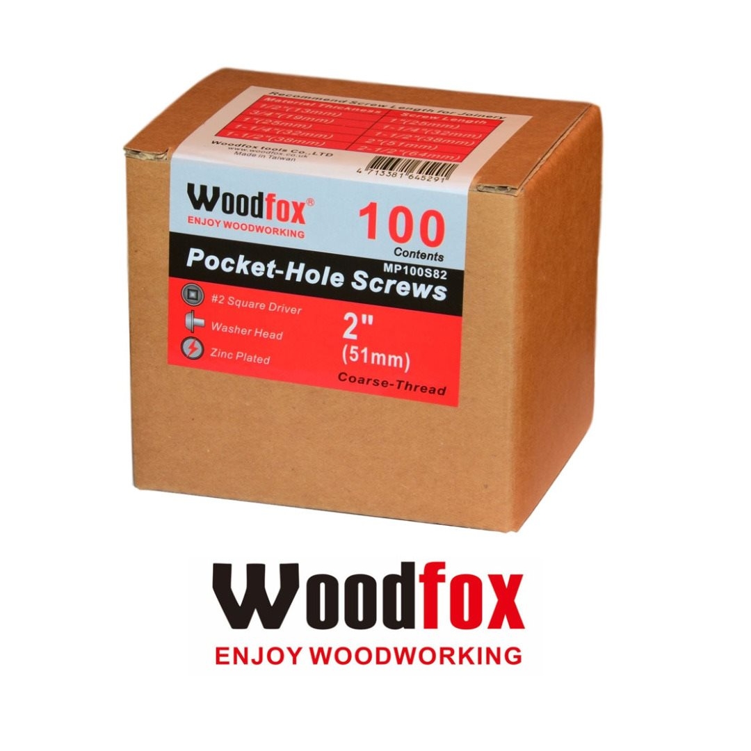 WOODFOX - PARAFUSOS PARA POCKET - 100 UNIDADES - ROSCA GROSSA - 2.0 POLEG.