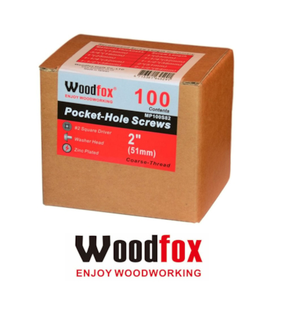 WOODFOX - PARAFUSOS PARA POCKET - 100 UNIDADES - ROSCA GROSSA - 2.0 POLEG.