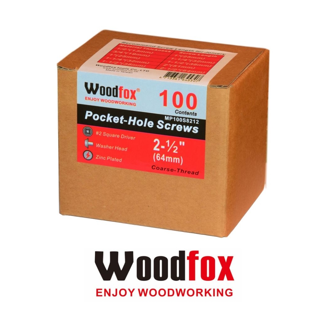 WOODFOX - PARAFUSOS PARA POCKET - 100 UNIDADES - ROSCA GROSSA - 2.5 POLEG.