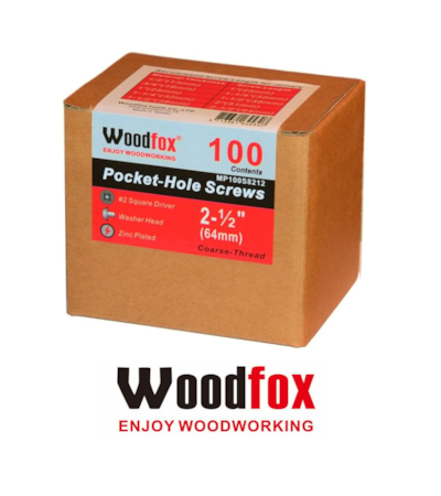 WOODFOX - PARAFUSOS PARA POCKET - 100 UNIDADES - ROSCA GROSSA - 2.5 POLEG.