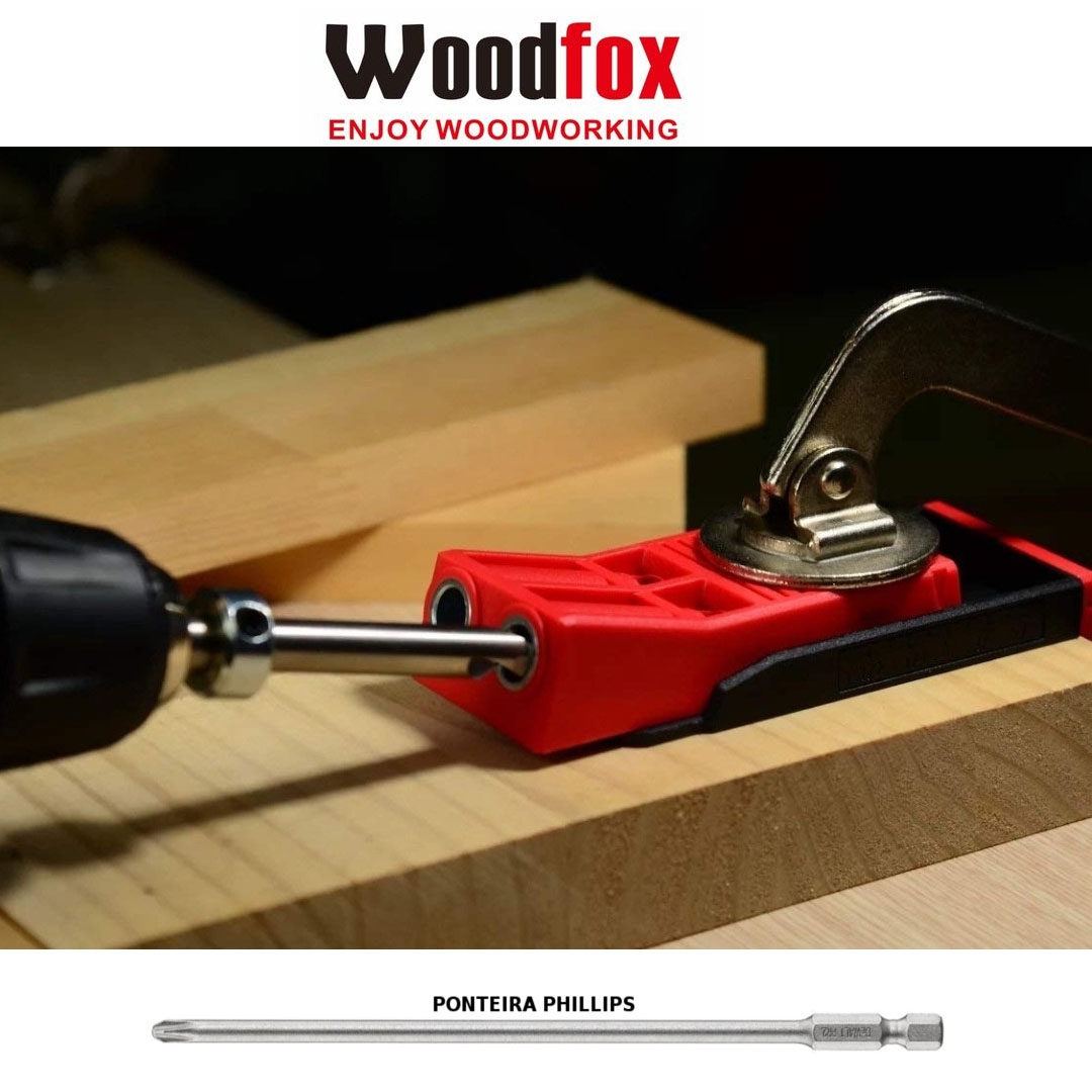 WOODFOX - POCKET JIG DUPLO - GABARITO PARA FURAÇÃO COM PONTEIRA PHILLIPS PH2